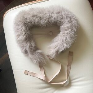 MaxMara Fur Collar with Ribbon Ties, Taupe